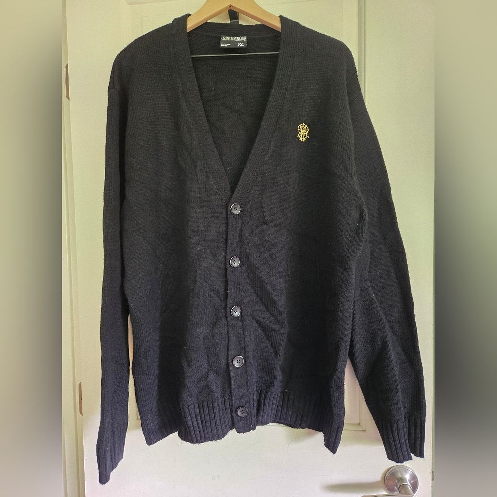 South Pole Y2K black cardigan gold monogram XL